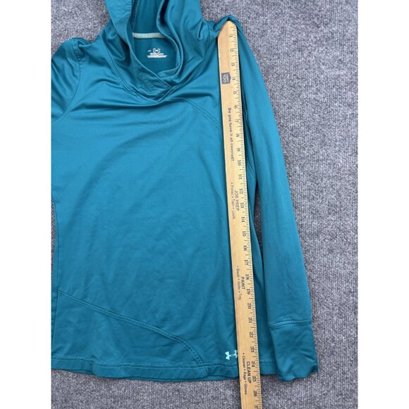 Under Armour Hoodie Womens Small Teal ColdGear Pullover Thumbholes Athletic - Picture 4 of 7